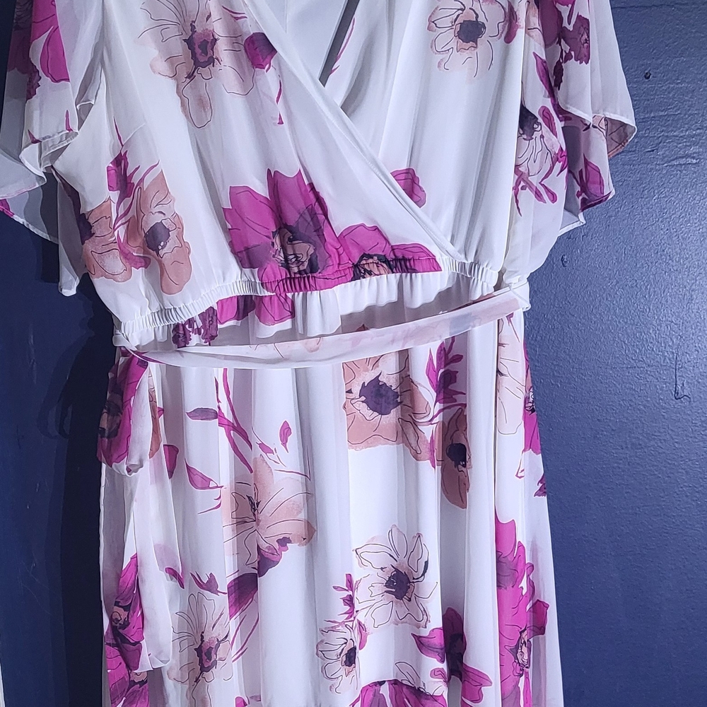 Lane Bryant Floral Wrap Dress in Pink and White